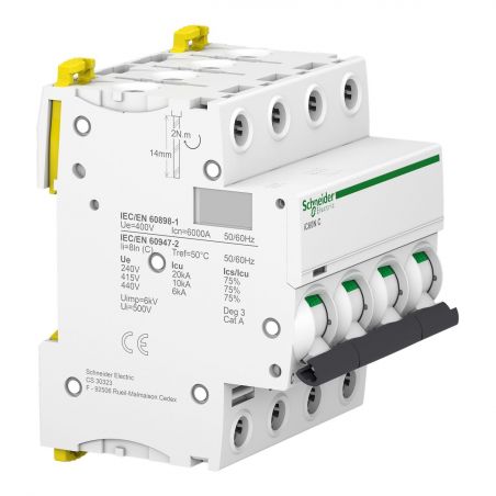 A9F74416 - Disjoncteur tetrapolaire 4P 16A Courbe C - 4 modules - 10kA - Schneider Electric Acti9 iC60N – Image 4