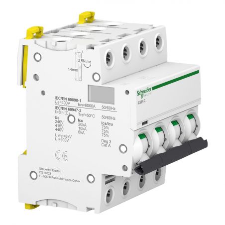 A9F74463 - Disjoncteur tetrapolaire 4P 63A Courbe C - 4 modules - 10kA - Schneider Electric Acti9 iC60N – Image 6